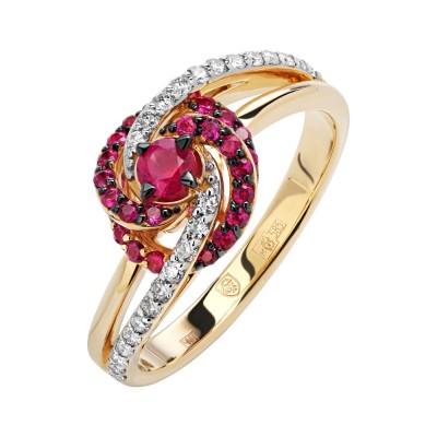 Кольцо золото с бриллиантами и рубинами «Garden Flair» Estet (арт.01К6313556-2)