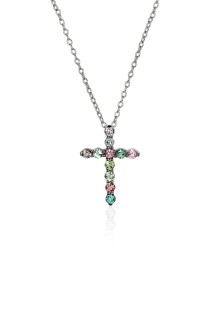 Ожерелье с турмалинами «Religion Cross» из белого золота Estet (арт.01Л320993-4)