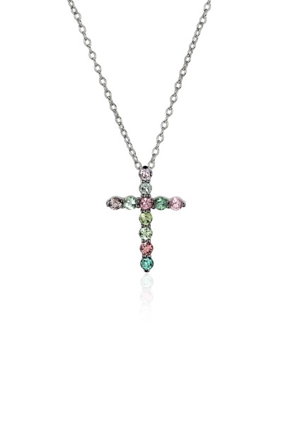 Ожерелье с турмалинами «Religion Cross» из белого золота Estet (арт.01Л320993-4)