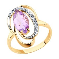 Кольцо золотое пробы 585 с аметистом (Арт.715976)
