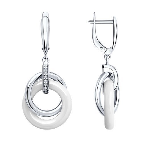 Серьги из серебра с керамическими вставками и фианитами (Арт.94025854)