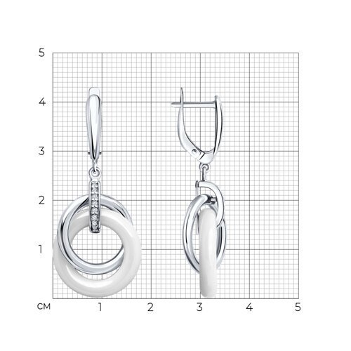 Серьги из серебра с керамическими вставками и фианитами (Арт.94025854)