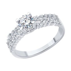 Кольцо из белого золота с бриллиантами выращенными (Арт.9010264-3-5)