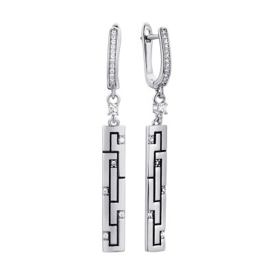 Серьги из серебра с фианитом (Арт.cz-e01668-x-wb-x-x-w)