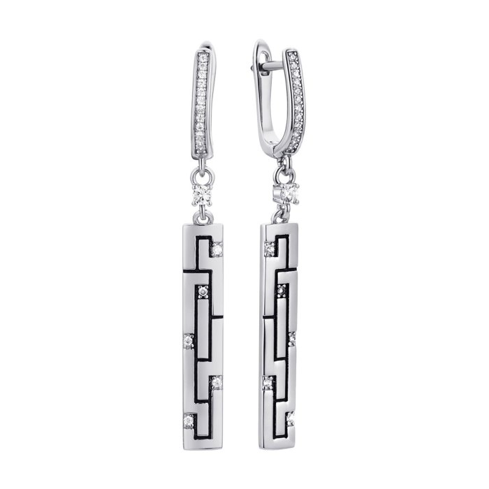 Серьги из серебра с фианитом (Арт.cz-e01668-x-wb-x-x-w)