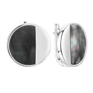 Серьги серебряные с жемчугом «Gravity Contrast» Fresh Jewelry (арт.PI-E03573-X-W-PNB-X-X)