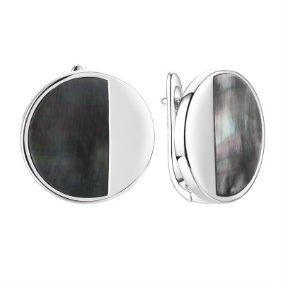 Серьги серебряные с жемчугом «Gravity Contrast» Fresh Jewelry (арт.PI-E03573-X-W-PNB-X-X)
