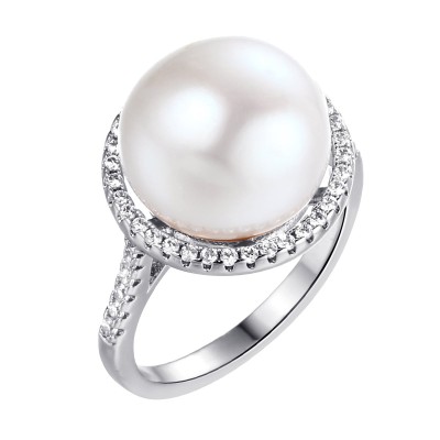 Кольцо с жемчугом и фианитами «Nautilus Grace» Fresh Jewelry (арт.PI-R00229-X-W-PN-X-W)