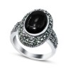Кольцо серебряное с ониксом и марказитом «Крылья ночи» MyJewels (арт.2139)