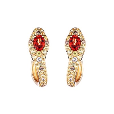 Серьги с бриллиантами и сапфирами «Огненный соблазн» MY JEWELS (арт.E0002727B01_DN_SM_YG)