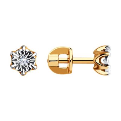 Серьги из комбинированного золота с бриллиантами (Арт.1021118)