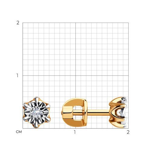 Серьги из комбинированного золота с бриллиантами (Арт.1021118)