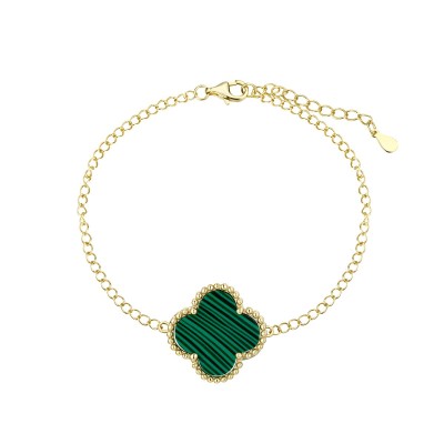 Браслет с малахитом «Lucky Clover» из серебра 925, Fresh Jewelry (арт.TC-B00206-X-L-Mal-X-X)