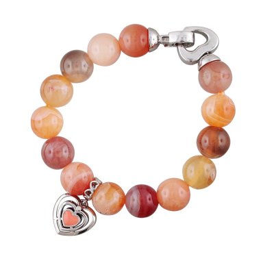 Браслет с агатом, серебром и фианитами «Сердце Ботсваны» Estet (арт.01Б451938Э-1)