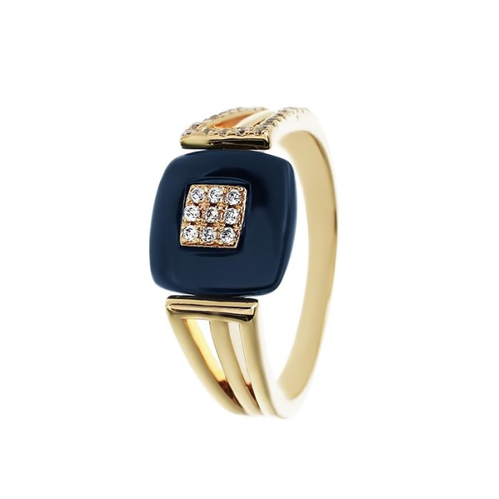 Кольцо из серебра с керамикой и куб. цирконием (Арт.tc-r00263-vl-g-x-x-w)