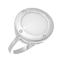 Кольцо из серебра с керамикой и фианитом (Арт.tc-r01066-w-w-x-x-w)