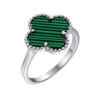 Кольцо серебряное с малахитом «Lucky Clover» Fresh Jewelry (арт.TC-R206-1-X-W-Mal-X-X)