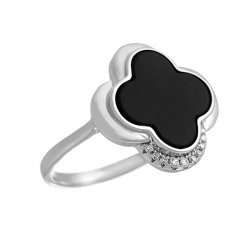 Кольцо из серебра с керамикой и фианитом (Арт.tm-r01072-b-w-x-x-w)