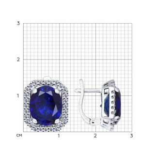 Серьги из серебра с корундом сапфировым и фианитами «Ночной Сияющий Овал» SOKOLOV (арт.88020010)