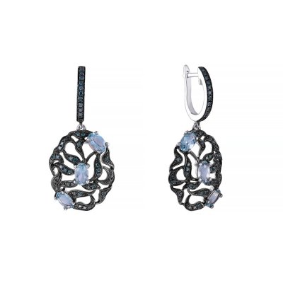 Серьги из белого золота с бриллиантом и топазом (Арт.me32581-bl-lnbt_sr_dl_bt_wg)