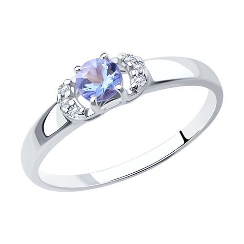 Кольцо из серебра с танзанитом и фианитами (Арт.92011991)