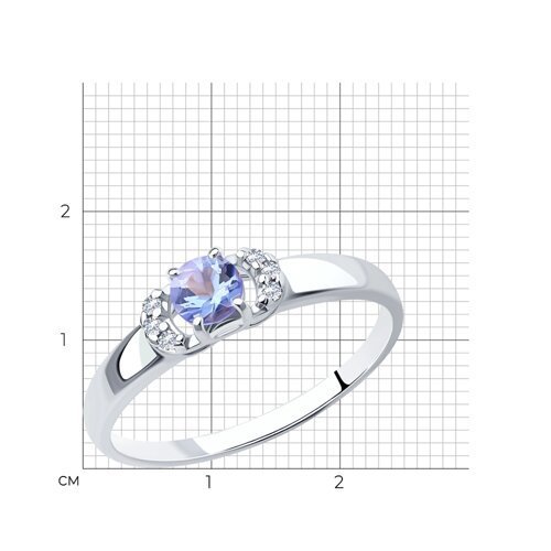 Кольцо из серебра с танзанитом и фианитами (Арт.92011991)