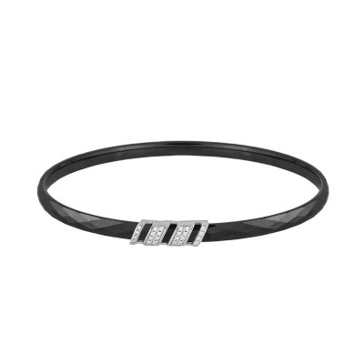 Браслет из серебра с керамикой и куб. цирконием (Арт.tc-b00993-b-w-x-x-w)