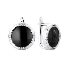 Серьги из серебра с керамикой и фианитом (Арт.tc-e01385-b-w-x-x-w)