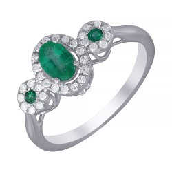 Кольцо из белого золота с бриллиантом и изумрудом (Арт.r33190_ko_em_em_wg)