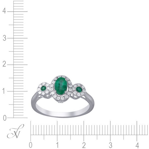 Кольцо из белого золота с бриллиантом и изумрудом (Арт.r33190_ko_em_em_wg)