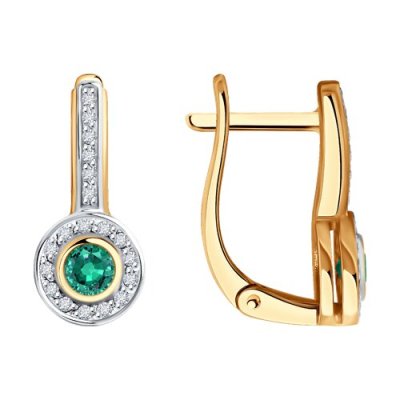 Серьги из золота с бриллиантами и изумрудами (Арт.3020592)