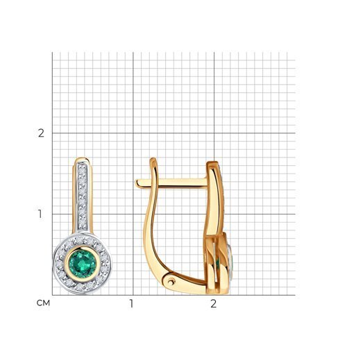 Серьги из золота с бриллиантами и изумрудами (Арт.3020592)