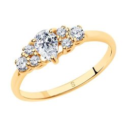 Кольцо из золочёного серебра с фианитами (Арт.93010408)