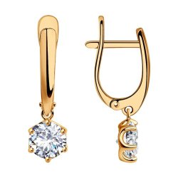 Серьги из золочёного серебра с фианитами (Арт.93020908)