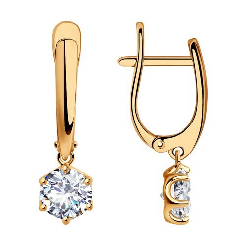Серьги из золочёного серебра с фианитами (Арт.93020908)