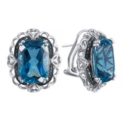 Серьги из белого золота с бриллиантом и топазом (Арт.we01235k-3_dl_lt_wg)
