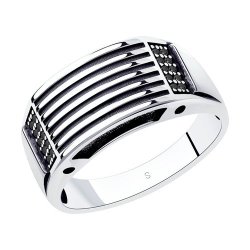 Кольцо из чернёного серебра с фианитами (Арт.95010122)