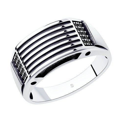 Кольцо из чернёного серебра с фианитами (Арт.95010122)