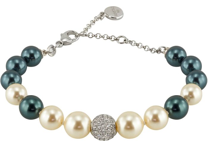 Браслет из серебра с жемчугом и куб. цирконием (Арт.1b-sk-2-24)