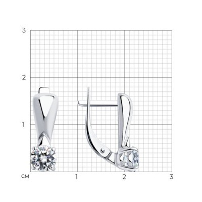 Серьги из серебра с фианитом «Сияние линии» Соколов (арт.01548)