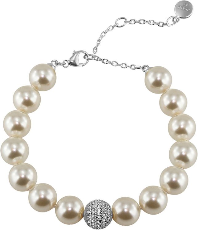 Браслет из серебра с жемчугом и кристаллом swarovski (Арт.5b-sk-1)