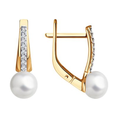 Серьги из золота с бриллиантами и жемчугом (Арт.51-220-01830-1)