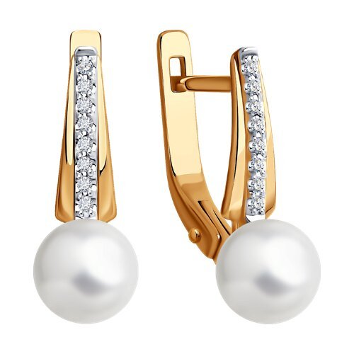 Серьги из золота с бриллиантами и жемчугом (Арт.51-220-01830-1)