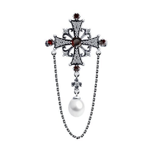 Брошь из серебра с миксом камней (Арт.95-340-02037-1)