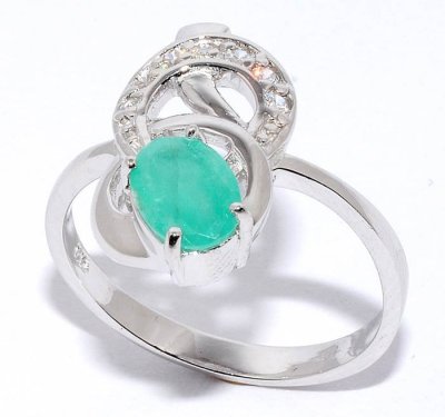 Кольцо Серебряные крылья (Арт.21gre2030-69_berill_kubcirkonii_30)