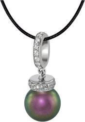 Кулон из серебра с жемчугом и кристаллом swarovski (Арт.abp-1-10-19-s)