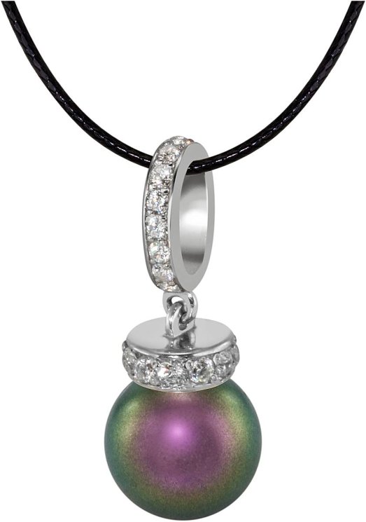 Кулон из серебра с жемчугом и кристаллом swarovski (Арт.abp-1-10-19-s)