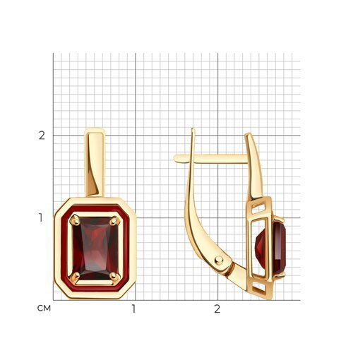 Серьги золотые пробы 585 с гранатом (Арт.51-320-02450-2)