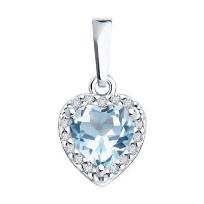 Кулон из серебра с топазом и фианитами «Небесное Сердце» SOKOLOV (арт.92030786)