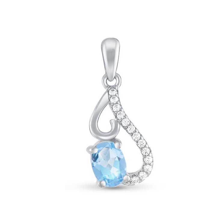 Подвеска Серебряные крылья (Арт.23knys1733-155_topaz_kubcirkonii)
